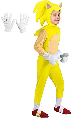 CEMDER Halloween The Hedgehog Costume Kids Cartoon Super Sonic Costumes Yellow Suit Onesie Outfit For Boys