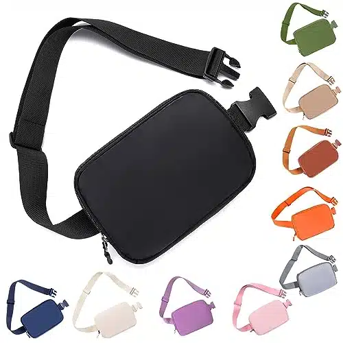 Belt bag Fanny pack crossbody bags for women Everywhere belt bag Waist packs with Pockets (black)