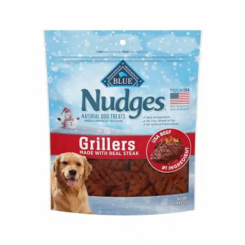 Blue Buffalo Nudges Grillers Natural Dog Treats, Steak, oz Bag