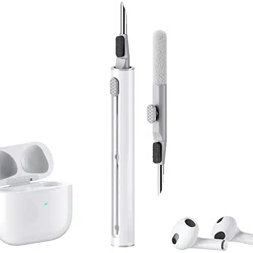 Cleaner Kit for Airpods Pro ulti Function Cleaning Pen with Soft Brush Flocking Sponge for Bluetooth Earphones Case Cleaning Tools White