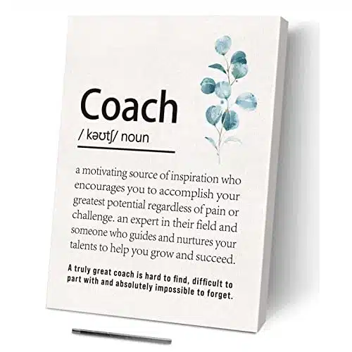 Coach Gifts for Men Women, Coach Appreciation Gifts for Graduation Retirement, Coach Definition Gift for Sports Coach Life Coach, Framed Canvas Positive Poster for Classroom Office