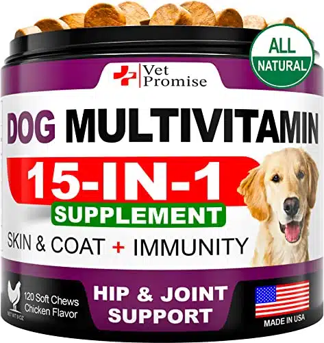 Dog Multivitamin Chewable with Glucosamine   Dog Vitamins and Supplements   Senior & Puppy Multivitamin for Dogs   Pet Joint Support Health   Immunity   Mobility   Energy   Gut   Skin   Chews