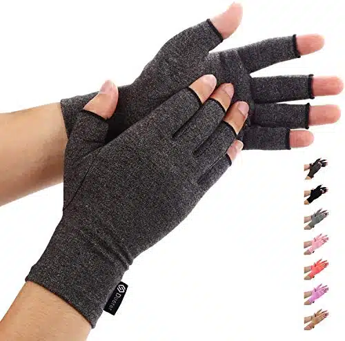 Duerer Arthritis Compression Gloves Women Men for RSI, Carpal Tunnel, Rheumatiod, Tendonitis, Fingerless Gloves for Computer Typing and Dailywork (Black, M)