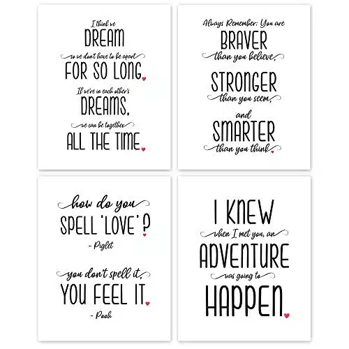 Inspirational Winnie Pooh Quote Prints, (x) Unframed Photos, Wall Art Decor Gifts Under for Home Office Nursery School Student Teacher Coach Friend Family Love AA Milne Walt Disney Movies Fans