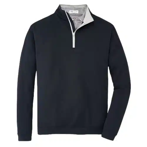 PETER MILLAR Perth Stretch Loop Terry Quarter Zip Black   XL