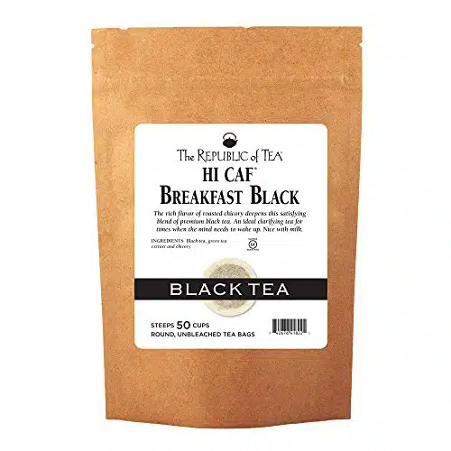 The Republic Of Tea HiCAF Breakfast Black Tea, Tea Bags, Roasted Chicory High Caffeine Gourmet Blend