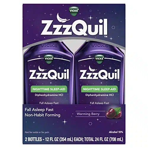 ZzzQuil, Sleep Aid, Nighttime Sleep Aid Liquid, mg Diphenhydramine HCl, Fall Asleep Fast, Non Habit Forming, Warming Berry Flavor, FL OZ x (Twin Pack)