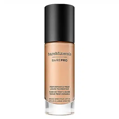 bareMinerals Barepro Performance Wear Liquid Foundation SPF , Breathable Makeup for Face, Full Coverage, HR Wear, Natural Matte Finish, Vegan