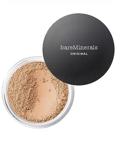 bareMinerals Original Loose Powder Foundation SPF , Lightweight Mineral Loose Powder Foundation Makeup, Buildable Coverage, Talc Free, Vegan, Medium Beige