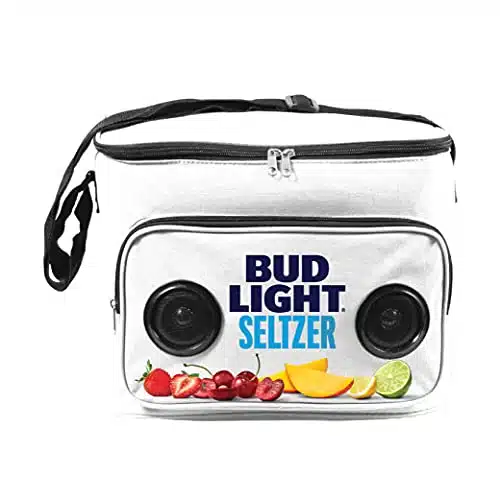 Bud Light Seltzer Soft Cooler Bag with Built in Rechargeable Wireless Bluetooth Speakers Foldable and Portable Durable and Material Compatible for Smartphones, Tablets & MPPlayers