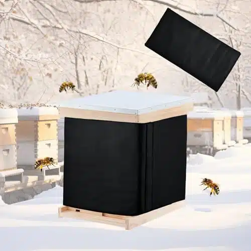 CHANGE MOORE Bee Hive Wrap, Frame Winter Protection Cover  Layer D Oxford Waterproof Bee Cozy hive wrap   Cozy Windproof Bee Box Cover Insulation Wrap for Bee Hive (Black, x ,Pc)