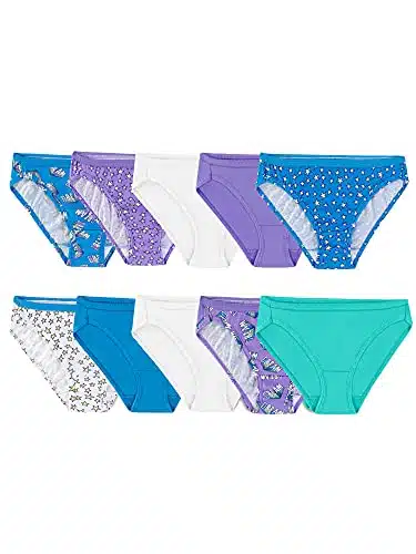 Fruit of the Loom Girls' Big Cotton Bikini Underwear Multipacks, Pack Fashion Assorted,