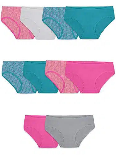 Fruit of the Loom Girls' Seamless Underwear Multipack, Hipster Pack Assorted,