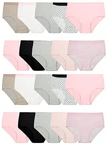 Fruit of the Loom Girls' Tag Free Cotton Brief Underwear Multipacks, Brief Pack BlackPinkGrey,