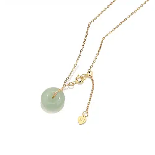 GACEMIU Jade Necklace Sterling Silver K Gold Plated Jade Pendant Necklaces for Women Natural Green Hetian Jade Necklace Jewelry Gift for Women Girls (Necklace jade)