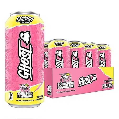 GHOST ENERGY Sugar Free Energy Drink   Pack, Sour Pink Lemonade, oz Cans   Energy & Focus & No Artificial Colors   mg of Natural Caffeine, L Carnitine & Taurine   Gluten Free & Vegan