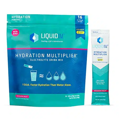 Liquid I.V. Hydration Multiplier   Passion Fruit   Hydration Powder Packets  Electrolyte Drink Mix  Easy Open Single Serving Stick  Non GMO  Sticks