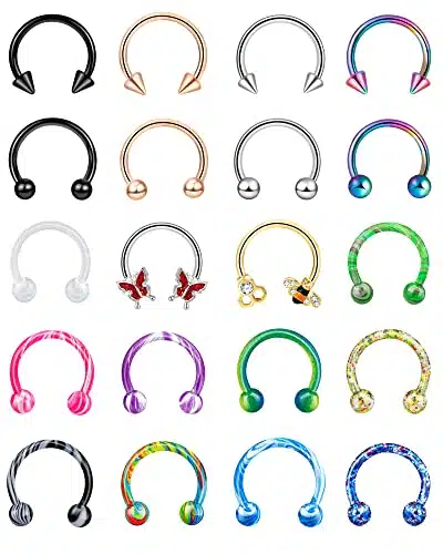 ONESING Pcs Septum Rings G Septum Jewelry Septum Rings for Women Septum Lip Rings Nose Piercing Jewelry Tragus Horseshoe Earrings Hypoallergenic Stainless Steel Pink Septum Ring mm