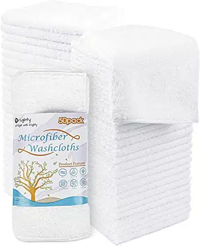 Orighty Microfiber Washcloths Towels Set Pack, Highly Absorbent and Soft Feel Face Cloths, Multi Purpose Wash Cloths for Bathroom, Hotel, Spa, and Gym, xInch