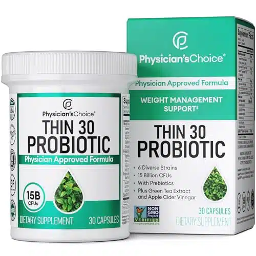 Physician's CHOICE Probiotics for Weight Management & Bloating  Probiotic Strains   Prebiotics   ACV   Green Tea & Cayenne   Supports Gut Health   Weight Management for Women & Men   ct