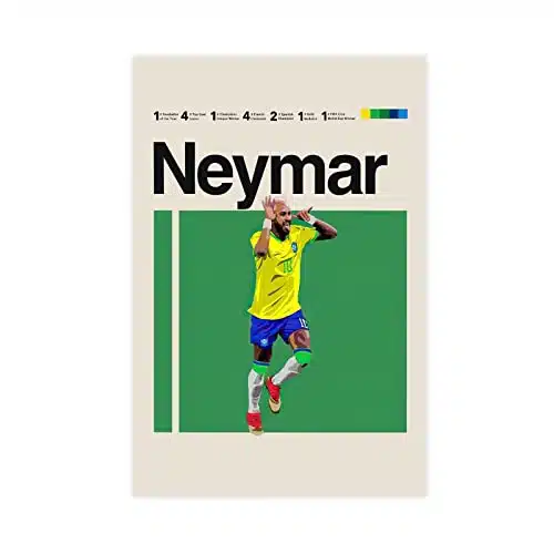 QEWRT Neymar Poster Soccer Picture Canvas Wall Art Decor Print Picture Paintings for Living Room Bedroom Decoration Unframexinch(xcm)