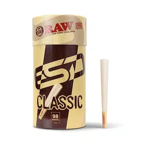 RAW Cones Classic Special  Pack  Natural Slow Burning Pre Rolled Rolling Papers with Tips & Packing Tubes Included