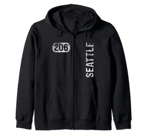 Seattle Washington Area Code Vintage Retro Zip Hoodie