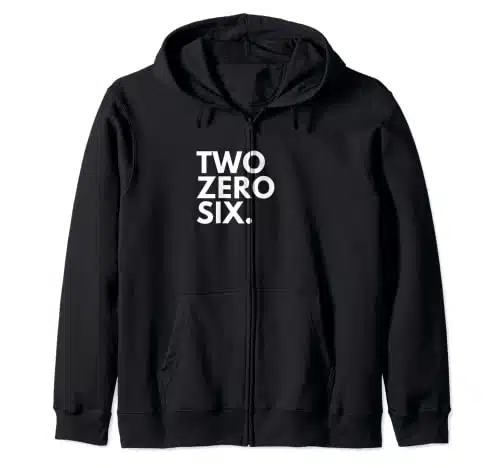 TWO ZERO SIX Area Code Seattle WA Washington USA Zip Hoodie