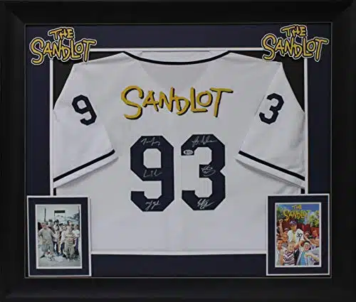 The Sandlot Cast () Guiry, Leopardi, York +Signed Framed Jersey BAS Witnessed