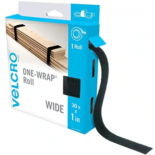 VELCRO Brand VEL AMS Wide Straps in x ft Roll  Cut to Length, Reusable Self Gripping Tape  Bundle Poles, Wood, Pipes, Lumber, Garage Organization for Tool Handles Hoses, More  Black, in