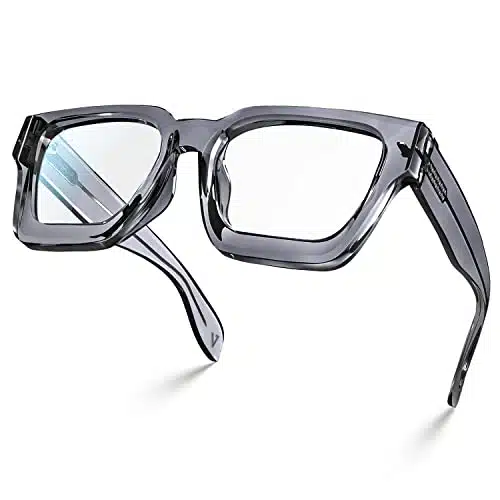 VISOONE Blue Light Blocking Glasses with TRRectangle Frame and Chic Preppy Look for Women Men RIVER