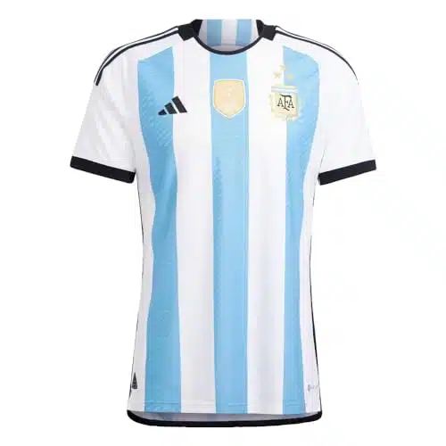 adidas Men's Soccer Argentina Star Authentic Home Jersey   Celebrate Number Three and Dress Like a World Champion (Large) WhiteLight Blue