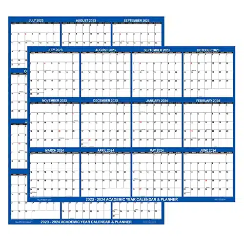 xSwiftGlimpse Academic Wall Calendar Dry Erase Erasable, Large, Wet & Dry Erase Laminated, Yearly School Planner, JULY to JUNE ONLY