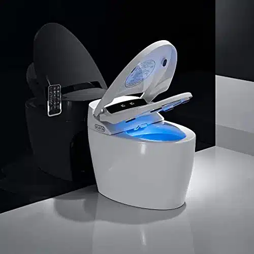 AUSPUM Smart Bidet Seat Toilet with Integrated Dual Flush with Remote Control, Elongated One Piece Smart Toilet with Advance Bidet & Soft Closing Seat, Drying, Hot Type, Hip Cleaning