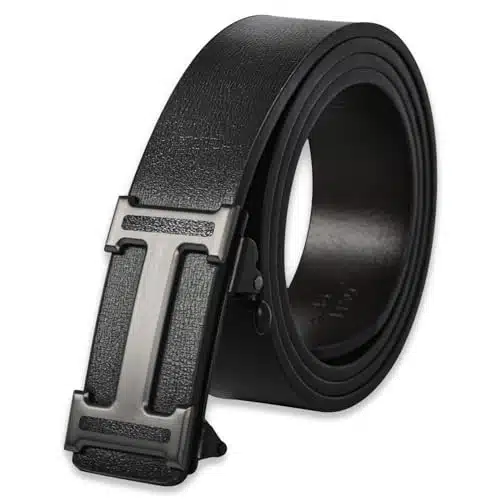 Aurolran Men's Leather Dress Belt Business Automatic Buckle Belt ColorBlack Silver Gold Size