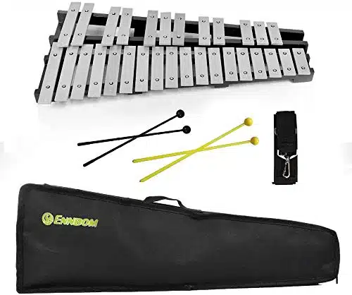 ENNBO Notes Foldable Glockenspiel Xylophone Vibraphone Percussion Instrument (Black Frame, allets)