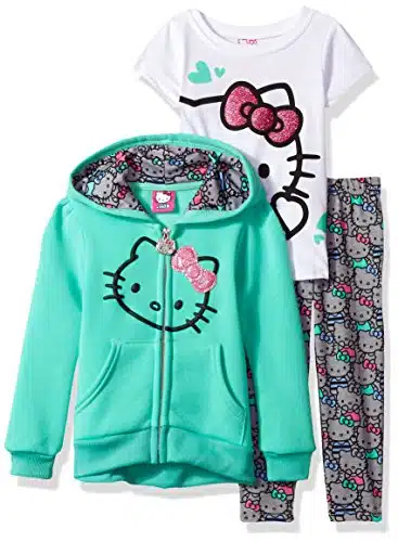 Hello Kitty Big Girls' Piece Hooded Legging Set , Mint,