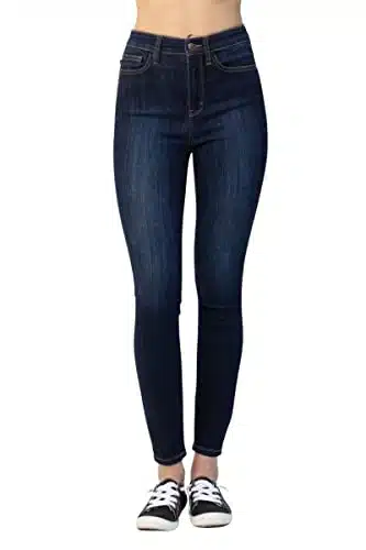 Judy Blue Women's High Waist with Back Phone Yoke Seamed Skinny Jeans (Dark Blue, )