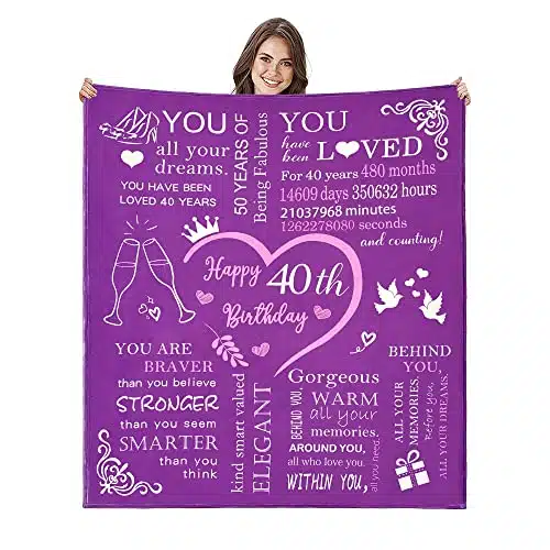 Kmayro th Birthday Gifts for Women, Wife, Year Old Birthday Decoration for MomX Blanket, Funny Gift for th Birthday Women (Purpleth Birthday, X)