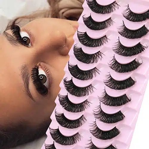 Mink Eyelashes Fluffy Dramatic Lashes Long Wispy Hybrid Cat Eye Lashes Pack Russian Strip Lashes Look Like Extension M Natural False Eyelashes Pairs by HeyAlice