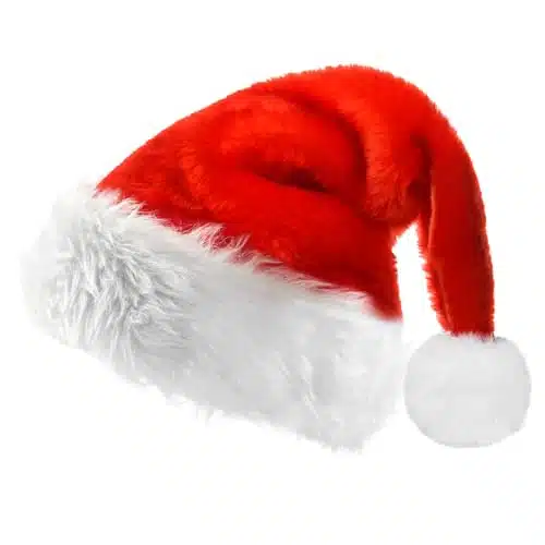 NANMOTUE Christmas Hat, Santa Hat Adult, Xmas Holiday Hat for Women Men, Touch Soft and Comfortable Velvet Thickened Red Santa Hats for Christmas New Year Holiday Party Suppli