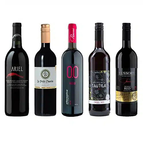 Non Alcoholic Red Sampler   Five () Bottles ml Each   Featuring Ariel Cabernet Sauvignon, Lussory Red, Le Petit Merlot, Princess Rosso Dry, and Tautila Tinto (USA, Spain, Italy, France)