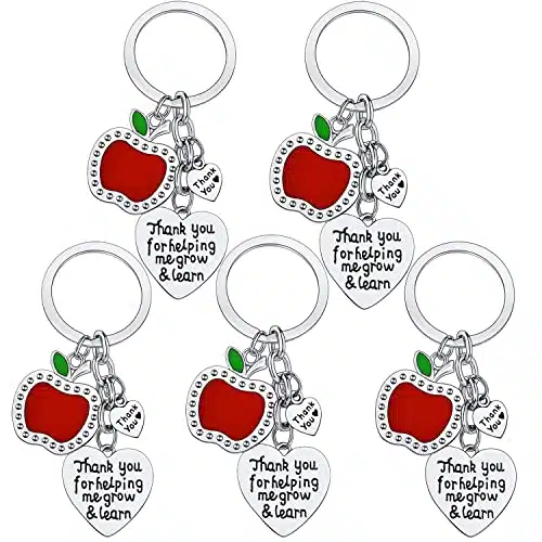 PCs Teacher Keychains Teacher Appreciation Gifts Teacher Gifts Thank You Keychains Graduation Gift For Teachers (Thank You For Helping Me Grow & Learn)