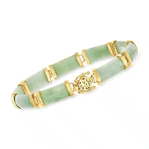 Ross Simons Jade Good Fortune Bracelet in kt Gold Over Sterling. inches