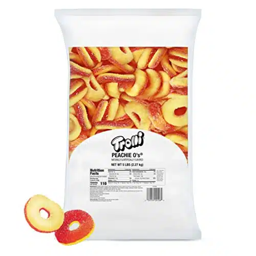 Trolli Peachie O's Sour Gummy Rings Candy, Pound Bulk Bag