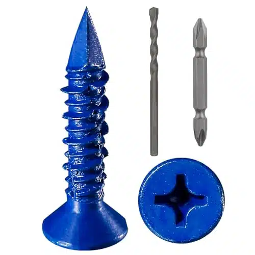 WenSilon(PCS) xConcrete Screw Anchor Blue Flat Head for Anchoring to Masonry, Block or Brick Stucco