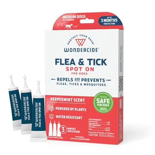 Wondercide   Flea & Tick Dog Spot On   Flea, Tick, and Mosquito Repellent, Prevention for Dogs with Natural Essential Oils   Up to onths Protection   Medium Tubes of oz