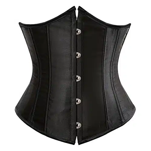 Zhitunemi Women's Satin Underbust Corset Bustier Waist Training Cincher Plus size Small Black