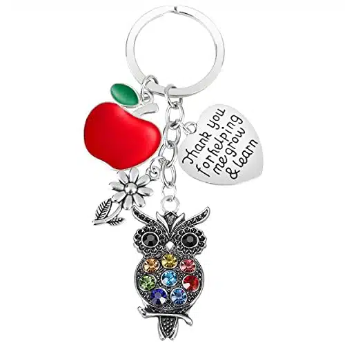 iJuqi Teacher Gifts for Women   Thank You for Helping Me Grow & Learn Teacher Keychain, Christmas Valentine's Day Gifts for Teacher, Teacher Appreciation Gifts