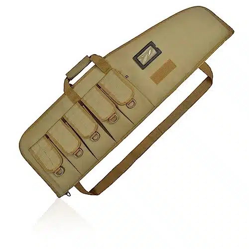 AUMTISC Tactical Soft Gun Rifle Case, Shotgun Carrying Range Bag for Scoped, Khaki